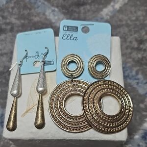 Lots Of 2 Ella Dual-Tone Gold and Silver Earrings